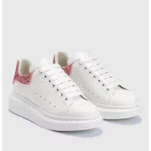 Pre-owned Alexander McQueen Women’s Oversized Sneaker 'White Pink Glitter' EU40